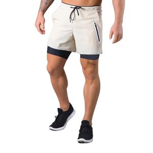 Short d'entraînement de gymnastique élastique d'été 2-en-1 pour hommes, pantalon de jogging tricoté pour musculation, vêtements de sport, shorts d'entraînement - Product Image 1