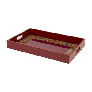 Plateau de service en bois émaillé pour la décoration de table, plateau de présentation élégant pour la salle à manger - Product Image 1