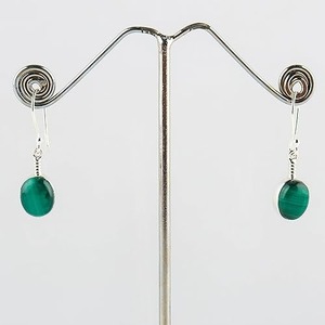 Pendientes de piedras preciosas de malaquita, pendientes de plata de ley sólida 925 con forma ovalada para mujeres y niñas, Pendientes colgantes, joyería de plata - Product Image 5