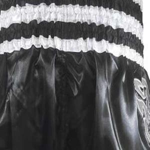 กางเกงขาสั้นมวยไทยเอวสูงสีดำและสีขาว - Product Image 4