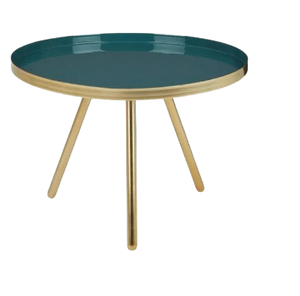 Fabricante proveedor verde recubierto de polvo placa redondeada Muebles personalizados oro acabado patas mesa final sala de estar decoración del hogar - Product Image 1
