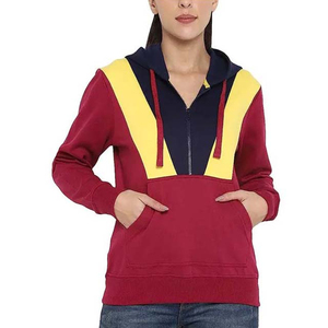 Sweat à capuche à demi-fermeture éclair de qualité supérieure pull Streetwear à la mode pour femmes logo personnalisé demi-fermeture éclair unie vierge vêtements en gros d'approvisionnement d'usine OEM - Product Image 1