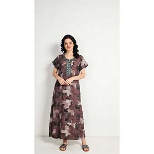 Camisón Largo para Mujer Alpine con Bolsillo Lateral, Suave y Transpirable, de Spandex y Tela Tejida, Cómodo para Uso Diario, Estampado Maxi - Product Image 1