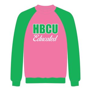 Sweat-shirt à manches raglan rose, broderie en chenille, pour les universités d'enseignement supérieur afro-américaines (HBCU), motif Sororité Grecque Divine Neuf, style universitaire - Product Image 2