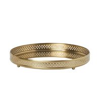 Plateaux de service de nourriture en acier inoxydable, argent arabe plaqué or avec poignées rondes