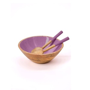 Ensaladera de madera decorativa esmaltada de diseño creativo, cuenco de madera de mango de diseño impreso personalizable para uso multiusos - Product Image 6