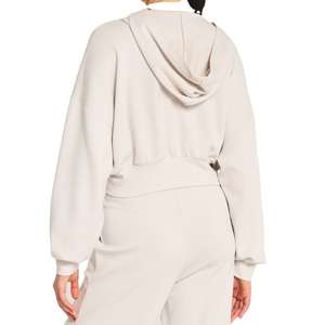 Vente en gros Vêtements de sport pour femmes Sweat à capuche sans manches respirant uni à séchage rapide pour femmes Débardeur court à capuche - Product Image 5