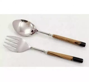 Meilleur ensemble de couverts à salade en acier inoxydable plaqué or Couverts de luxe écologiques Couverts Fourchette Cuillères Transparent Designer Poignée - Product Image 5