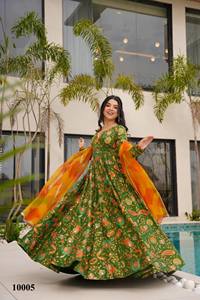 Anarkali ชุดแฟนซีพิมพ์ลายแบบบานออกได้แคตตาล็อกเต็มรูปแบบมีจำหน่ายในอัตราที่ขายส่งชุดผ้าไหมพิมพ์ดิจิตอล - Product Image 5