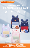 Sac à dos scolaire ergonomique Suneight pour enfants, protection de la colonne vertébrale, motif maison de dessin animé, pour l'école primaire 22326