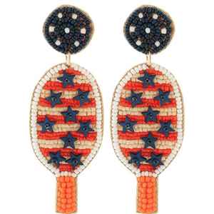 Boucles d'oreilles brodées à la main en perles de graines de qualité supérieure, motif papillon, couleurs rose, jaune et bleu, pour filles, en provenance d'Inde - Product Image 3