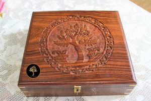 Boîte à épices de table en bois naturel imprimé de qualité supérieure avec compartiments séparés pour épices et fruits secs - Product Image 6