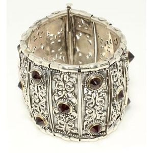 Bracelet en argent sterling 925 avec pierre grenat à motifs byzantins anciens, idéal pour un cadeau - Product Image 4