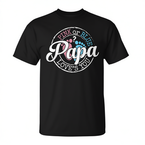 T-shirt de révélation du sexe pour futur papa – Rose ou bleu – Idéal pour baby shower – Motif « Papa » - Product Image 2