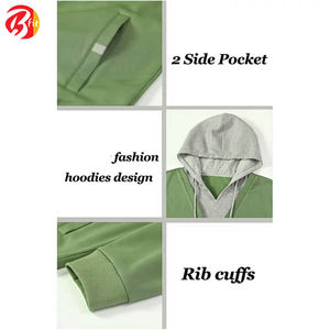 Sudaderas con capucha y sudaderas de algodón 100% de alta calidad para hombre Estilos de manga larga Suave Cómodo Cremallera completa Teñido liso para invierno - Product Image 4