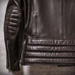 แจ็กเก็ตหนังบอมเบอร์ยาวเต็มตัวสำหรับผู้ชายหนังคุณภาพสูงผลิตตามสั่ง - Product Image 4