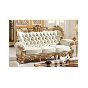 Сказочный дизайн деревянный и кожаный Свадебный диван в золотом и белом цвете по разумным ценам
