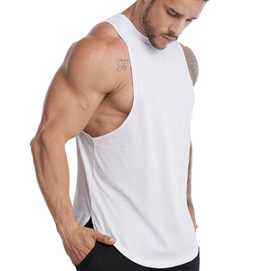 Camiseta sin mangas informal en blanco para hombre, para Fitness con cuello redondo Camiseta holgada, algodón acanalado, camiseta sin mangas para gimnasio, decoración bordada - Product Image 4