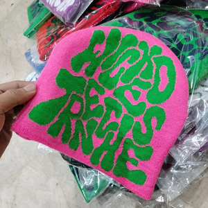 Top qualité fabriqué au Pakistan femmes Y2k Beanie chapeau Slouchy tricoté bonnets Y2k accessoires casquettes graphique Bonnet Bonnet - Product Image 5