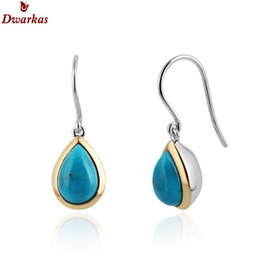 Pendientes de Plata de Ley 925 con Piedras Preciosas Turquesa Teñida en Bisel, Venta Directa de Fábrica al por Mayor - Product Image 4