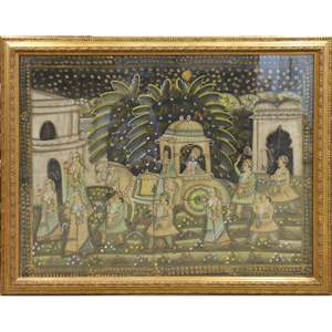 Una obra única de alta calidad de arte tradicional indio pintado sobre seda 45 X 35 Abcp-25 - Product Image 1