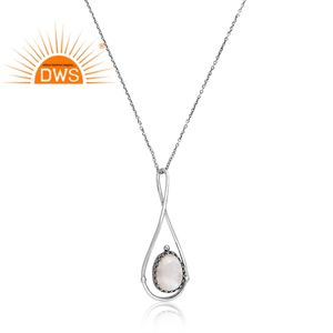 Dernières tendances en argent sterling oxydé naturel arc-en-ciel pierre de lune collier pendentif en pierre précieuse fabricant de bijoux personnalisés - Product Image 2