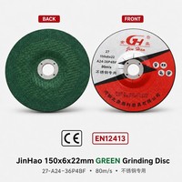Disque de meulage vert JinHao 150x6x22mm T27 à centre encastré |   Meuleuse d'angle de 6 pouces EN12413 CE |   80m/s INOX Heavy Duty Stock