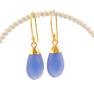 ต่างหูแฟชั่นทรงหยดน้ำตา,ต่างหูชุบทองมีตะขอทำจากหินลูกแพร์สีน้ำเงินสำหรับเป็นของขวัญให้เธอ - Product Image 5