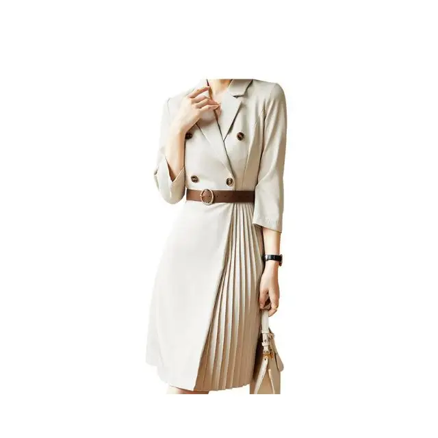 Mulheres Elegantes plissado Skinny Ladies Blazer Dress algodão New Spring Autumn Women Office Work vestido profissional vestidos de carreira