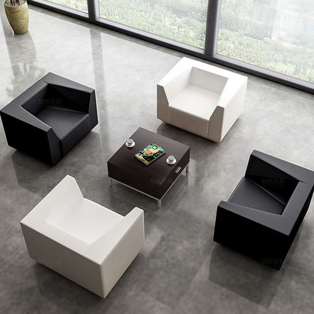 Modern Minimalist PU Leather Modular Three Seat Office Sofa Set Premium Resilient Foam Reception Couch For Home School Living Ro