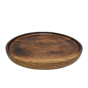 Lot de 3 assiettes rondes en bois de manguier couleur bois foncé de taille moyenne pour mariage et décoration de table - Product Image 2