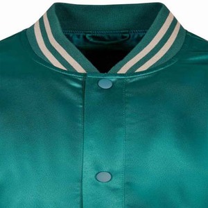 แจ็กเก็ตเบสบอลผ้าซาตินแขนยาวปักโลโก้ทีมบาสเก็ตบอลผ้ากำมะหยี่ - Product Image 3