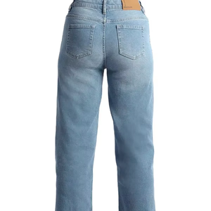 <span class=keywords><strong>Jeans</strong></span> Skinny Strappati Blu da <span class=keywords><strong>Donna</strong></span> a <span class=keywords><strong>Vita</strong></span> <span class=keywords><strong>Alta</strong></span> con Orlo Consumato Traspiranti Stile Vintage Trendy Pantaloni Streetwear - Product Image 1