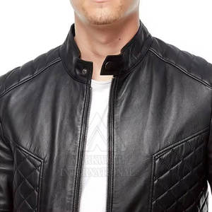 Dernier modèle de veste en cuir coupe-vent pour hommes vente en gros Meilleures ventes Veste en cuir imperméable pour hommes - Product Image 5