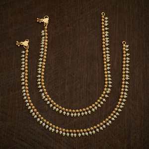 Tobillera Bohemia Chapada en Oro Antigua 176943, Joyería para Pies de Boda con Perlas y Diamantes, Incrustaciones Personalizadas, Material de Aleación de Latón, Cadena Bohemia - Product Image 1
