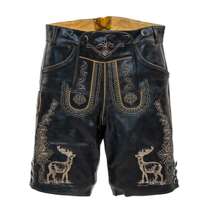 Más vendidos de alta calidad High Street hombres de cuero genuino antiguo alemán Lederhosen Bavarian 2025 Oktoberfest Shorts - Product Image 1
