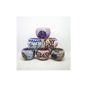 Bougie votive colorée parfumée classique avec finition mosaïque pour décor de table de dîner de nuit Design de support de lumière en T - Product Image 3