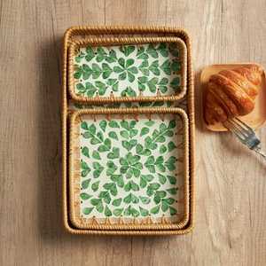 Brand New Hot Trend New Luxury Handmade <b>Trays</b> Painted Rattan Lacquer Mother of Pearls <b>Tray</b> Wholesale - Product Image 6