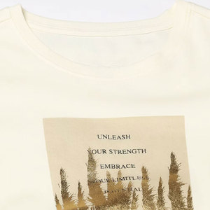 T-shirt à manches courtes pour femme, col rond, imprimé avec une citation inspirante, motif herbe, coton léger, vêtement décontracté - Product Image 3