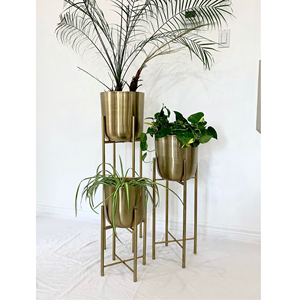 Produit le plus vendu Pot de fleurs en fer Design unique Design finition or avec support à fleurs Revêtement noir Décoration de jardin Décoration de la maison - Product Image 6