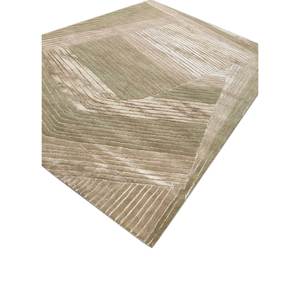 Alfombra Rectangular de Lana y Viscosa con Patrón Geométrico Verde Lúcido, Hecha a Mano, para Hogar, Auto, Pasillo, 4m de Ancho, Top-230 (Cs-01) - Product Image 2