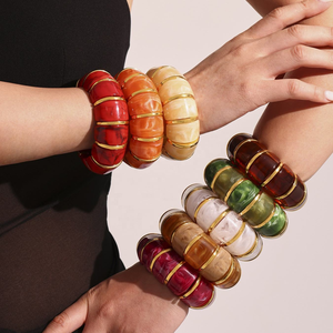 Bracelet élastique en perles de résine acrylique de couleur bonbon, style léger et luxueux, nouveau style été 2025, fait à la main, pour femmes, bijoux - Product Image 5