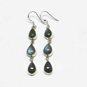 Pendientes colgantes clásicos hechos a mano sólidos de Plata de Ley 925 con forma de pera Natural, labradorita, piedras preciosas, ajuste de bisel, regalo fino - Product Image 2