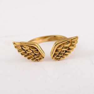 Fashionable Dinty Angel Wing <b>Ring</b> 18k Gold Plated Brass Handmade <b>Open</b> Band <b>Ring</b> Statement Animal Wing Wholesale <b>Ring</b> For Women - Product Image 1