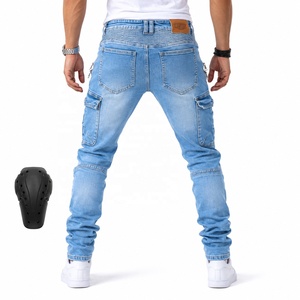 Jeans Cargo de Mezclilla Elástica Estilo Motero para Hombre, Corte Ajustado, Multibolsillos, Inspirados en la Moda Motociclista, Pantalones Casuales de Estilo Urbano - Product Image 2