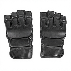 Custom Logo Leather MMA Boxing Gloves Breathable Durable Non-Slip Adjustable Strap Lightweight Fingerless Training Gloves - Product Image 1