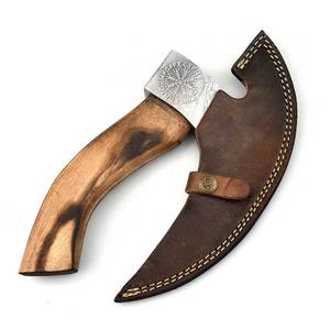 Hacha de pizza de acero de alto carbono hecha a mano con funda de cuero fino cortador de pizza vikingo forjado a mano - Product Image 6