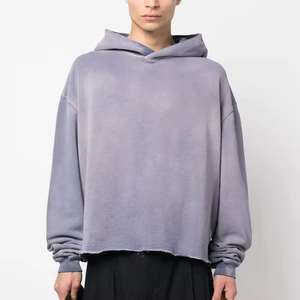 เสื้อฮู้ดดี้ผู้ชายคุณภาพสูง สไตล์วินเทจ ล้างสีแบบแอซิด ซีดจาง ทำสีซีดแบบดิสเทรส สำหรับฤดูหนาว สตรีทแวร์ ทรงบ็อกซี่ ซิปคู่ ผ้าฟลีซ 100% ผ้าฝ้าย - Product Image 6