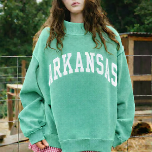 Sweat-shirt à col montant oversize pour femme, style décontracté d'automne et d'hiver, tissu doux et confortable, pull à logo sur le devant - Product Image 4