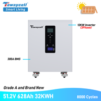 Stock CN EU Système de stockage d'énergie domestique hors réseau tout-en-un avec batterie au lithium 51.2V 628Ah 30kWh 32KWh et onduleur solaire triphasé 12KW